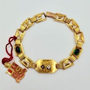 Vintage WW2 US Army Military Sweetheart Bracelet Gold Plated Sterling Silver